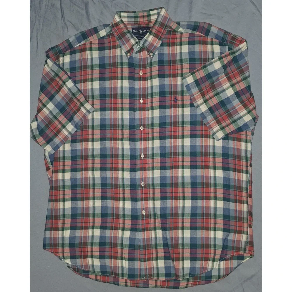 Vtg Ralph Lauren Blake Men's XL Multicolored Plaid Shirt Button Down‎